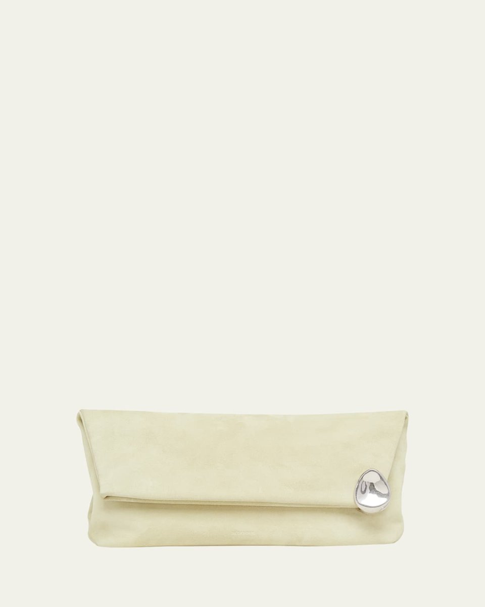Jewel Zip Leather Pochette Clutch Bag